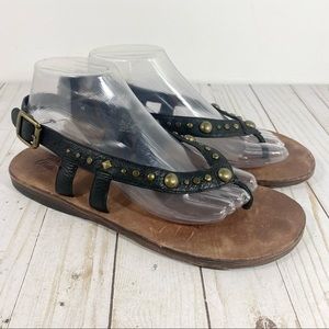 Zodiac USA Pride Black Leather Studded Sandals 9.5
